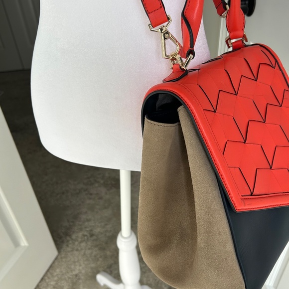 Welden Saunter Leather Suede Handbag Tri-Color Artisian Leatherwork - Picture 8 of 16